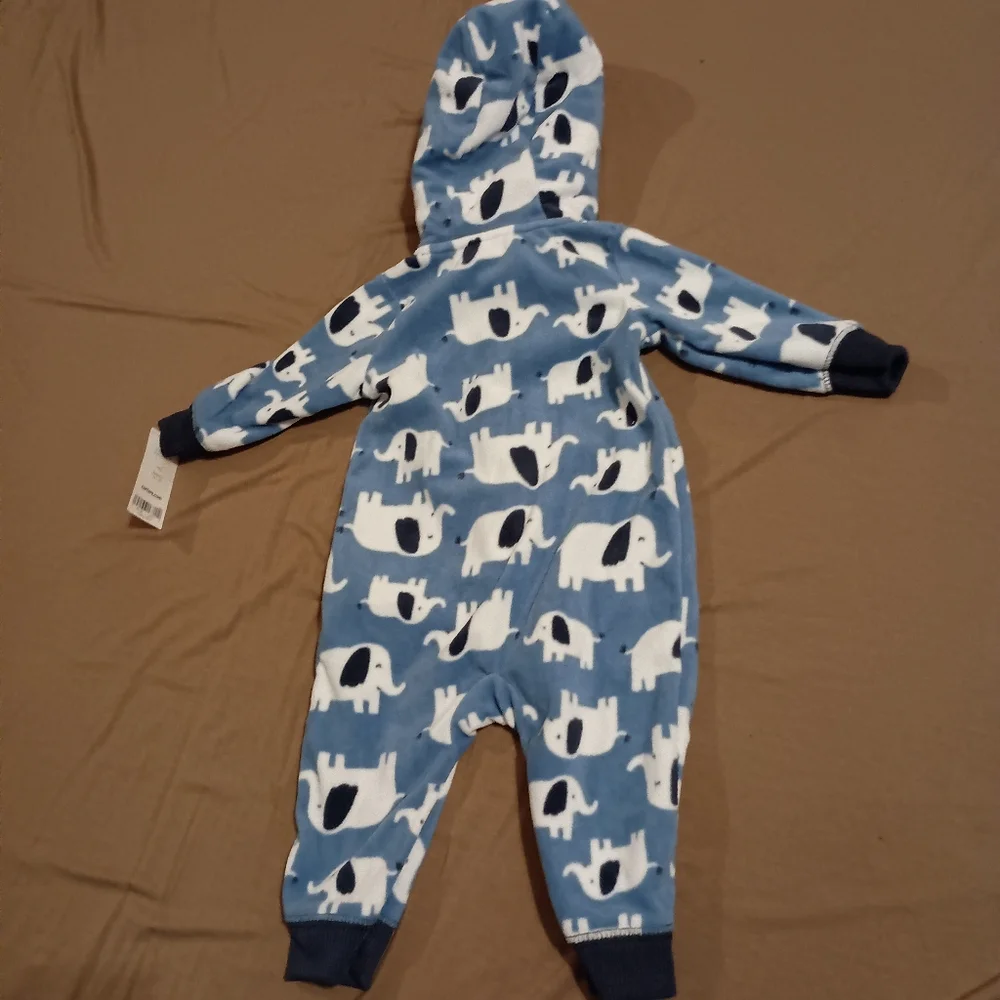 NWT Carter's Fleece Elephant Hooded Jumpsuit